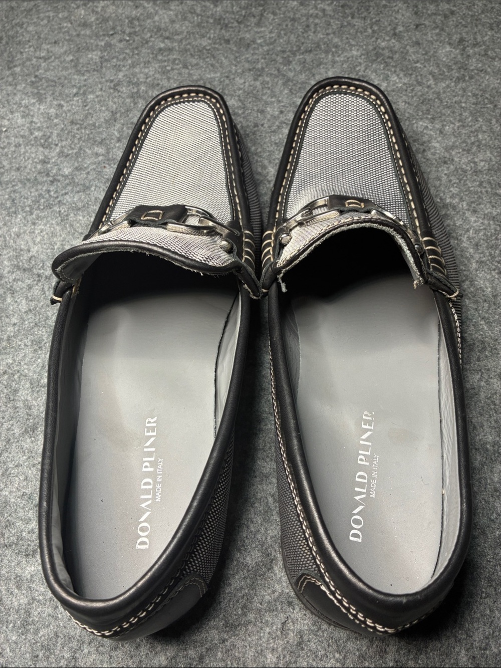 Donald J. Pliner Men’s Black and Gray Textured Slip-On Loafers